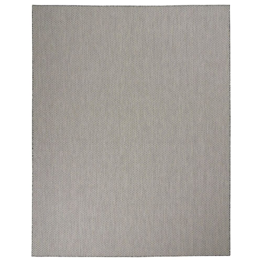 Nourison Courtyard Ivory and Charcoal 7" x 10" Indoor/Outdoor Area Rug, , large
