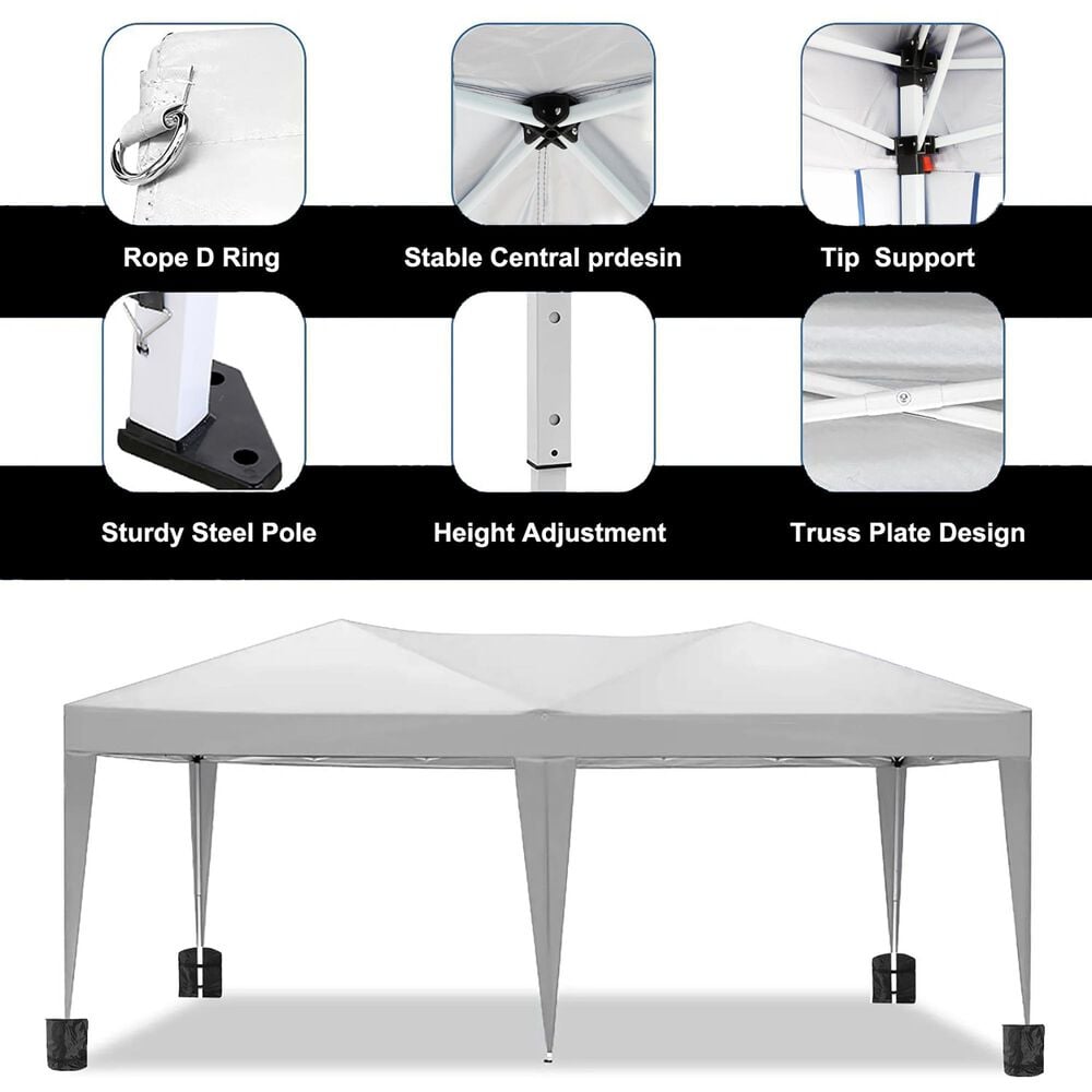 HOMLUX 10' x 20' Outdoor Pop Up Canopy Gazebo for Party in Black, , large