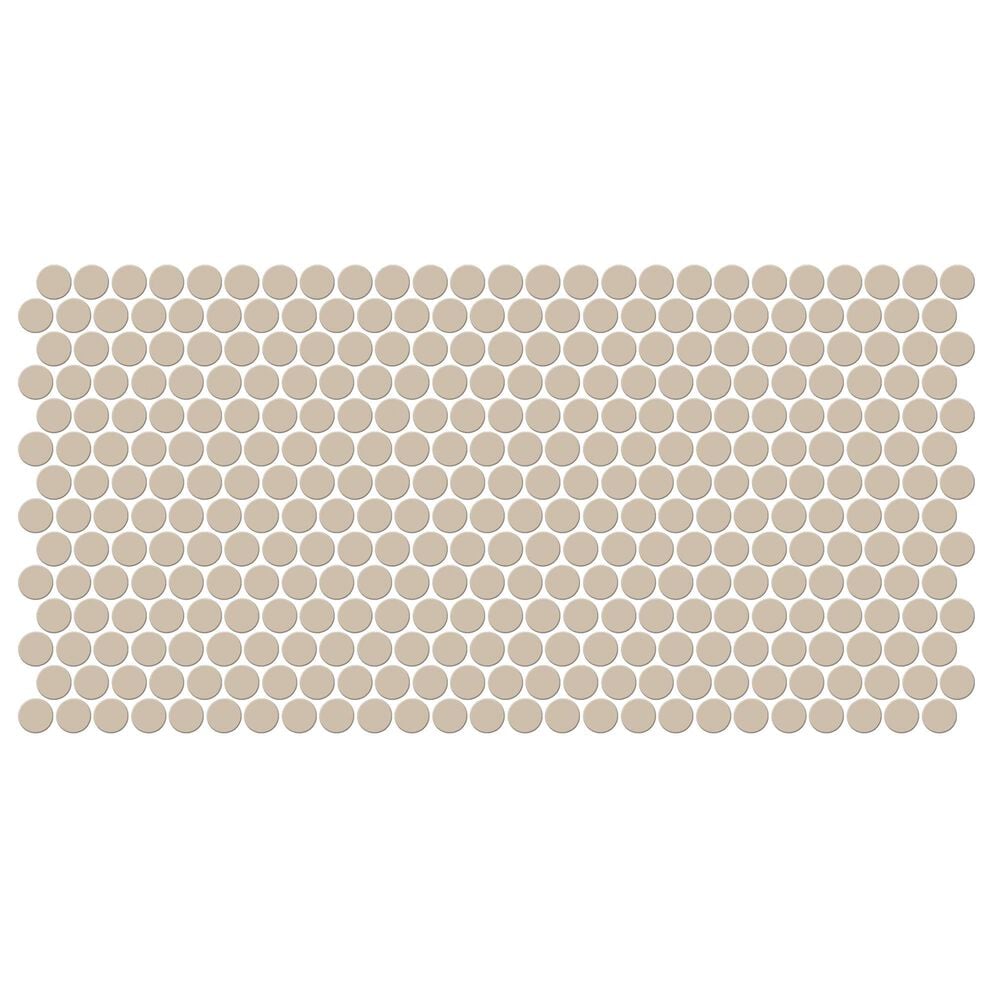 Dal-Tile Keystones Urban Putty 1" x 1" Penny Round on 10" x 22" Porcelain Mosaic Sheet, , large