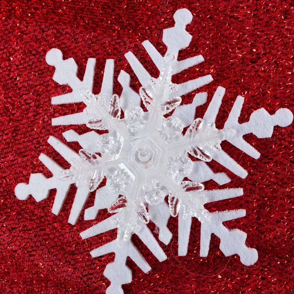 The Gerson Company 24&quot; Collapsible Ball with Snowflake Design and LED Lights in Red, , large