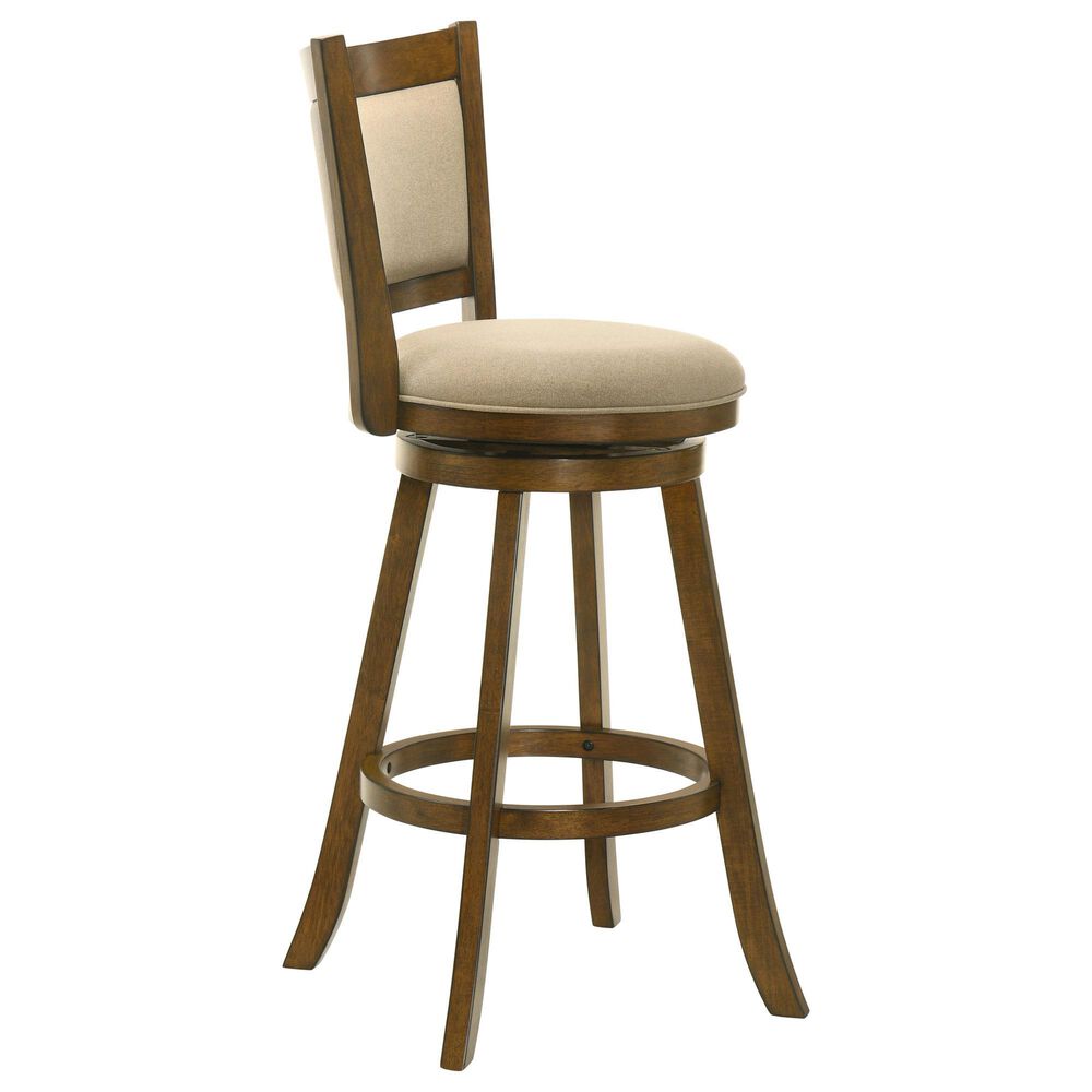 Armen Living Aiden Swivel Bar Height Stool with Light Scone Upholstery in Sepia Brown, , large