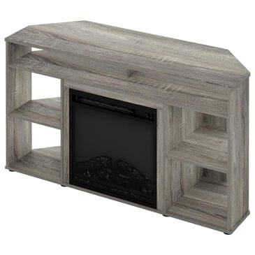 HOMLUX 47" Corner TV Stand with Electric Fireplace in French Oak Grey, , large