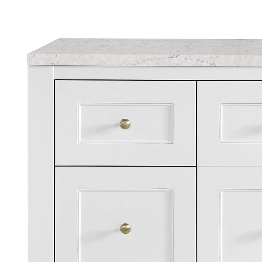 James Martin Vanities Breckenridge 60" Single Bathroom Vanity in Bright White with 3 cm Eternal Jasmine Pearl Quartz Top and Rectangular Sink, , large