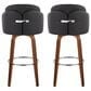 LumiSource Dahlia Swivel Bar Stool with Black Upholstery in Walnut and Chrome (Set of 2), , large