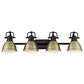 Golden Lighting Duncan 4-Light Vanity Light with Aged Brass Shade in Matte Black, , large