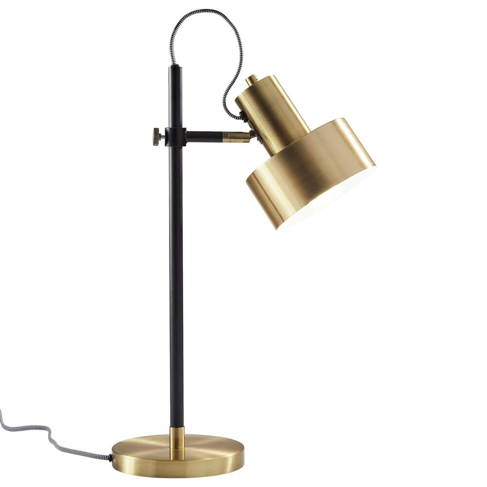 Adesso Clayton Desk Lamp in Matte Black and Antique Brass, , large