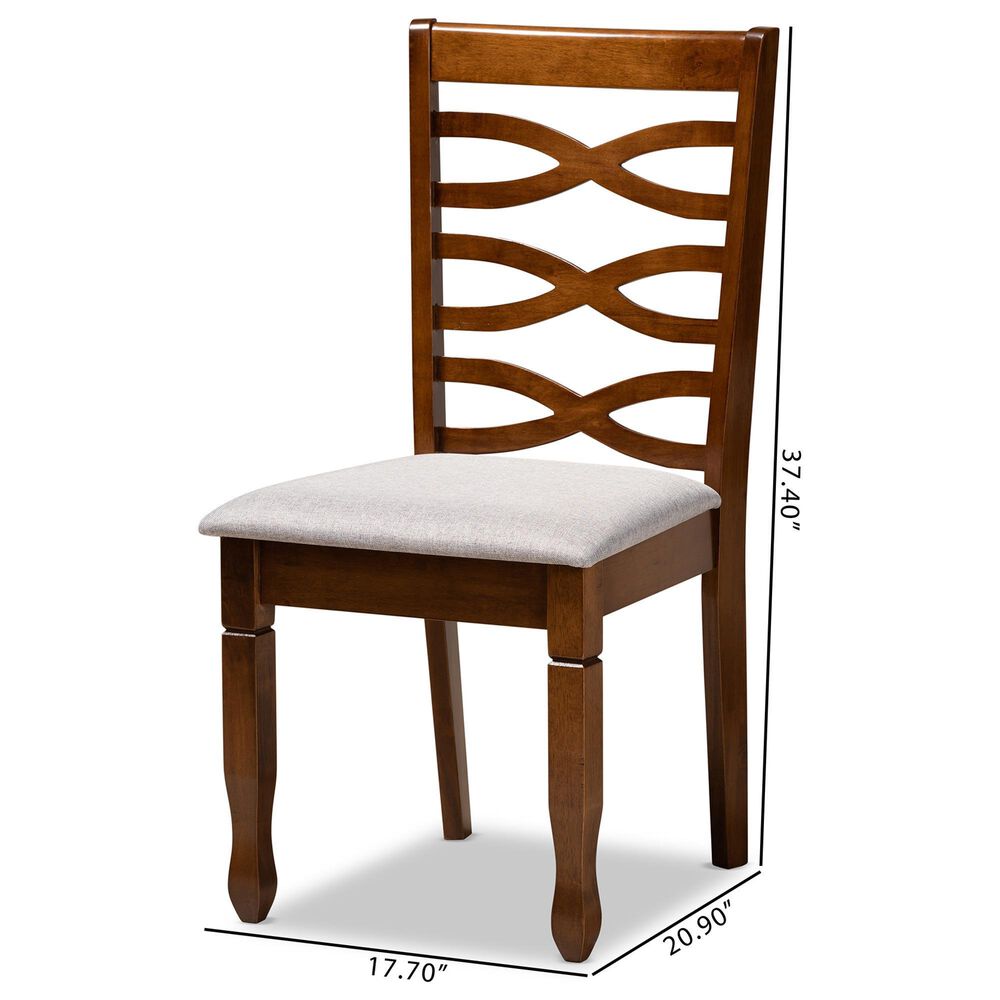 Baxton Studio Lanier Side Chair with Grey Cushion in Walnut Brown (Set of 2), , large