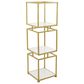Maple and Jade 3-Shelf Cube Storage Shelving Unit in Satin Gold and White Marble, , large