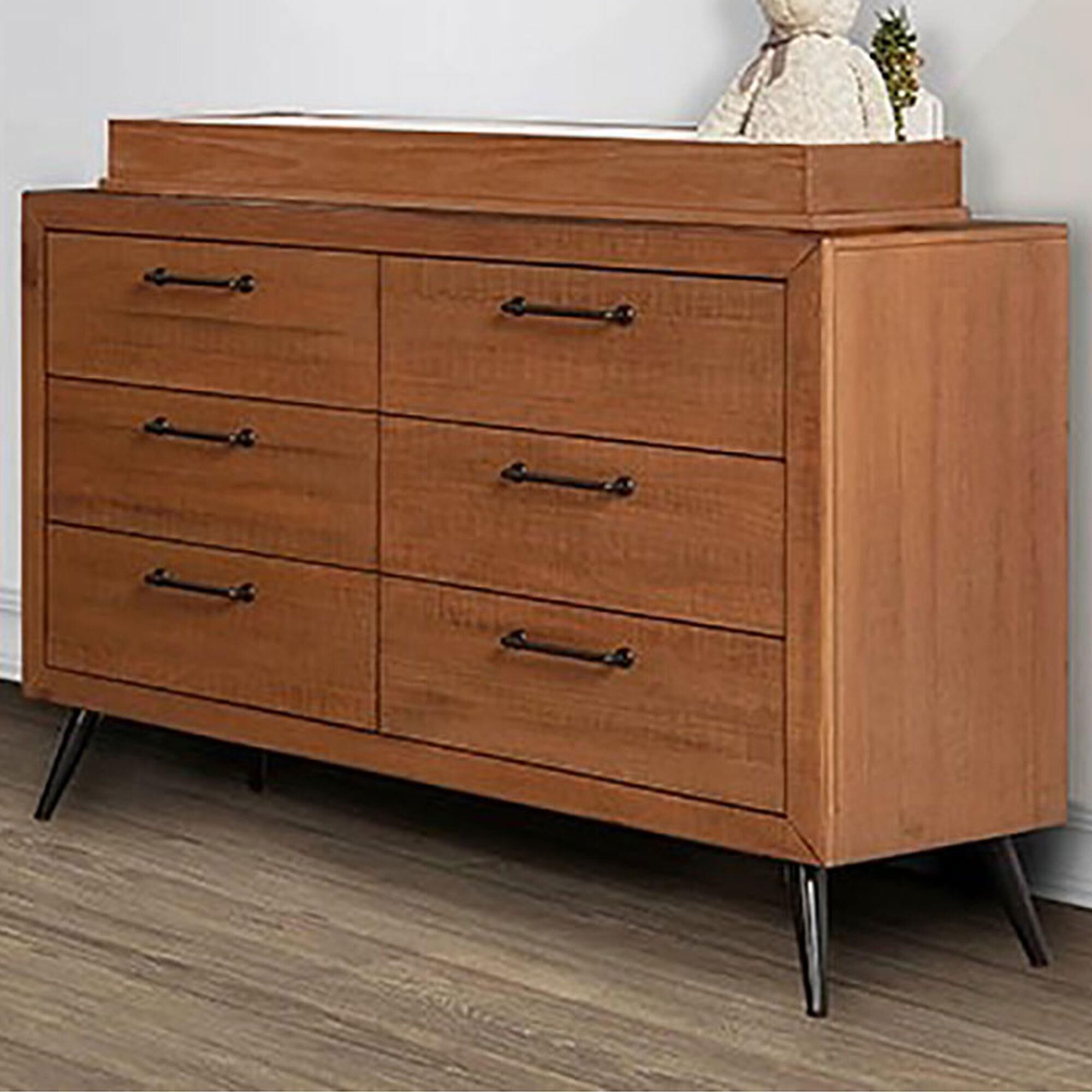 Evolur Stilnovo 6 Drawer Dresser with Changer Top in Sugar Cane NFM