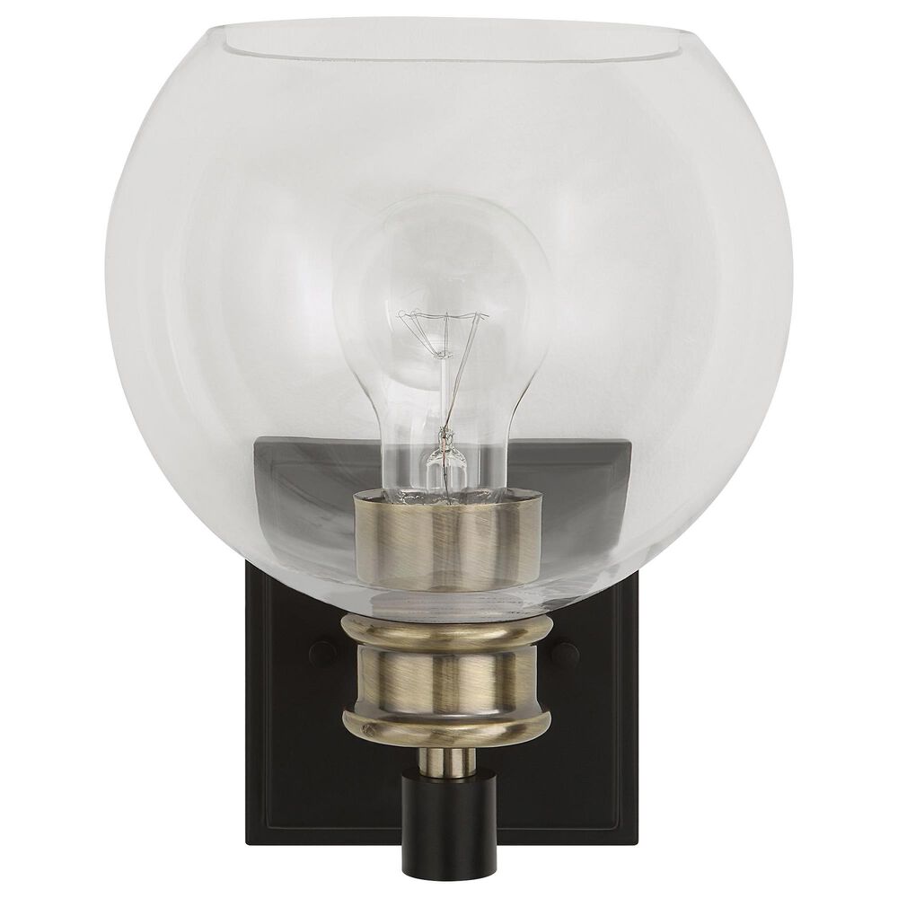 Uttermost Kent 1-Light Wall Sconce in Matte Black and Antique Brass, , large