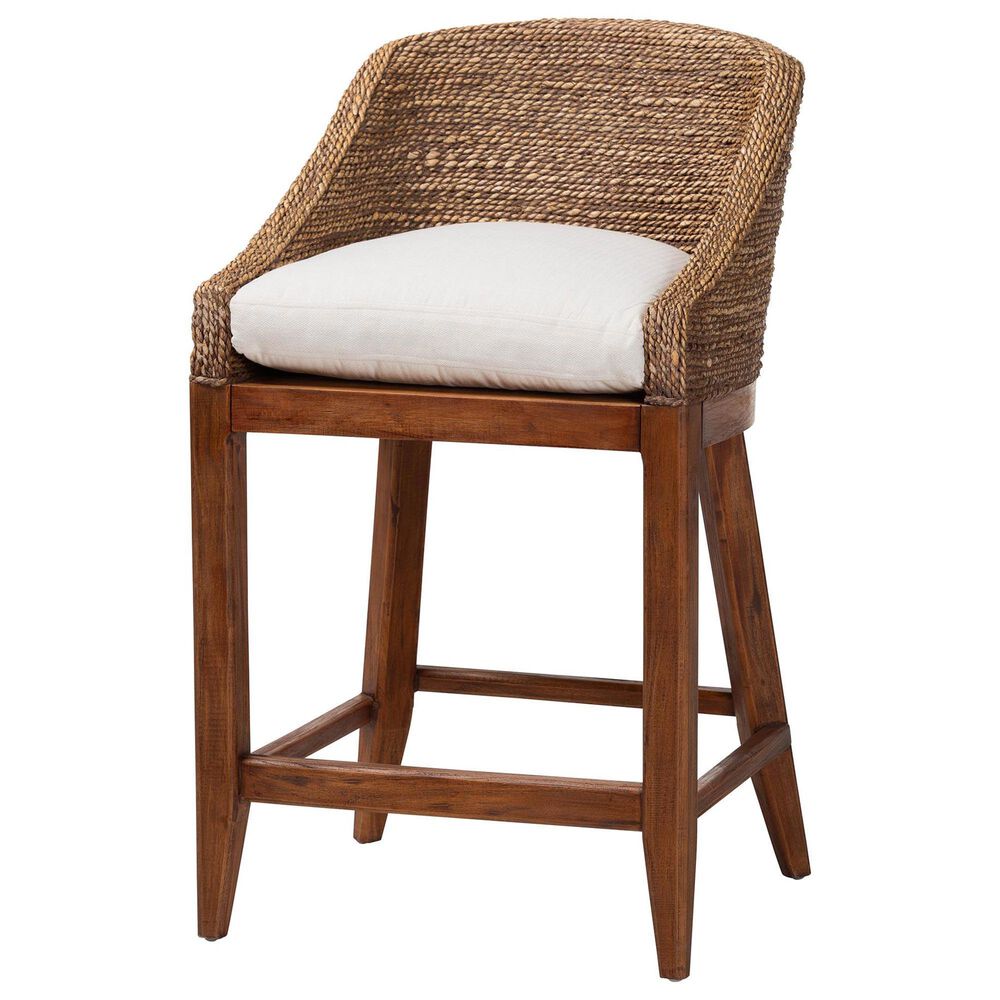 Baxton Studio Jasper Counter Stool in Brown Wash, , large