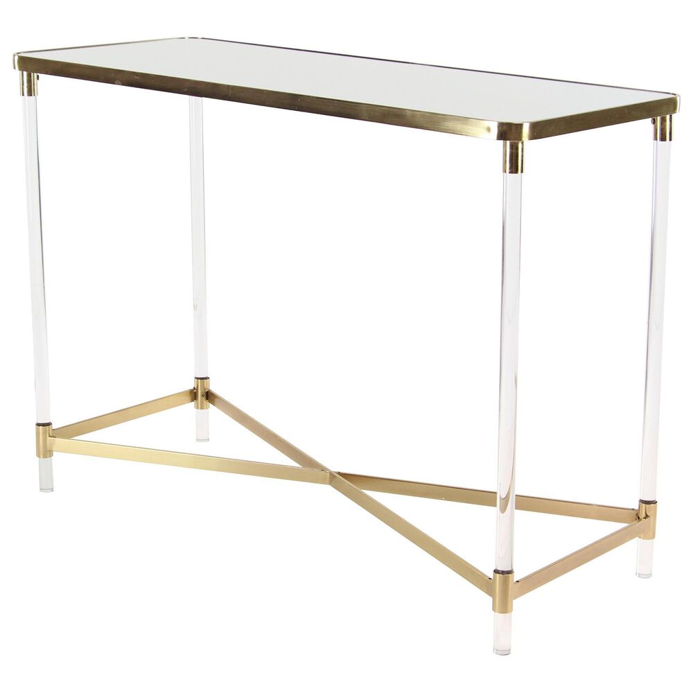 Maple and Jade 32" Rectangular Console Table with Mirrored Top in Gold, , large