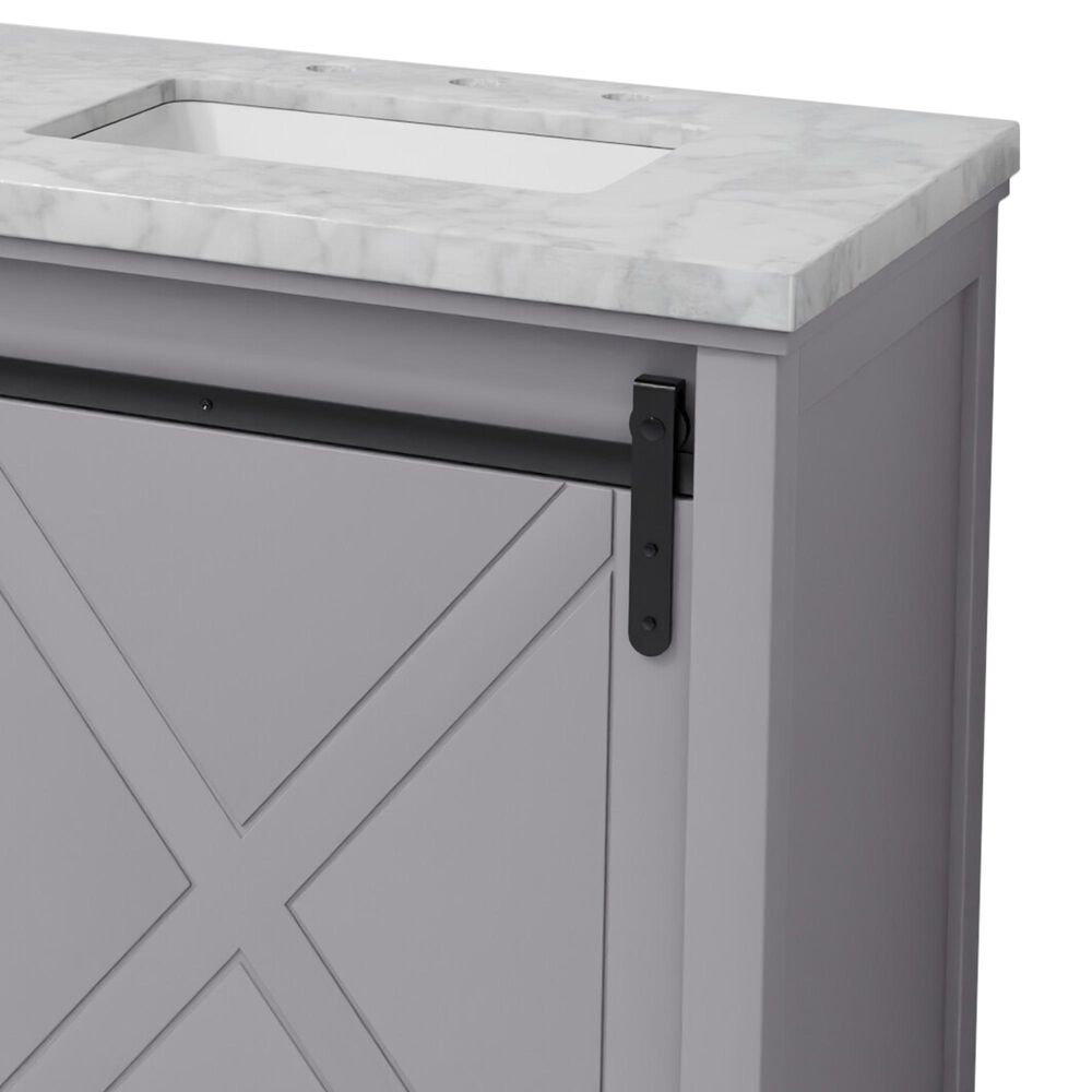 Lexora Home Marsyas 80&quot; Double Bathroom Vanity in Dark Grey with White Carrara Marble Top and Rectangular Sinks, , large