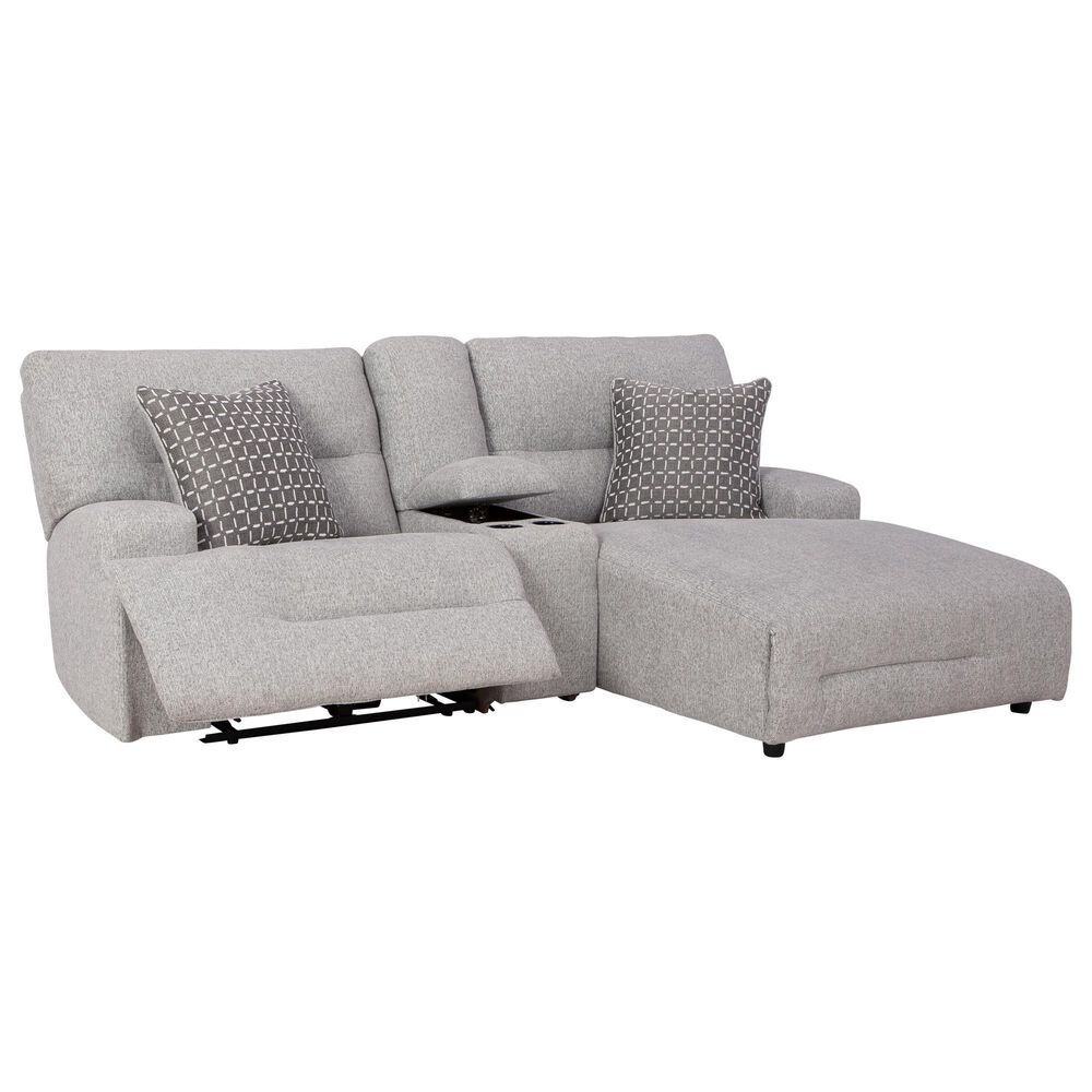 Ashley Acklen Place 3-Piece Power Right Facing Reclining Sectional with Console in Pewter, , large