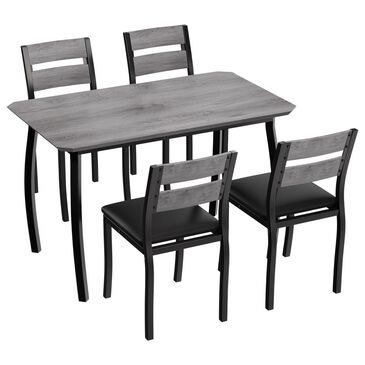 GARVEE 5-Piece Rectangular Dining Set with Four Chairs in Grey and Black, , large