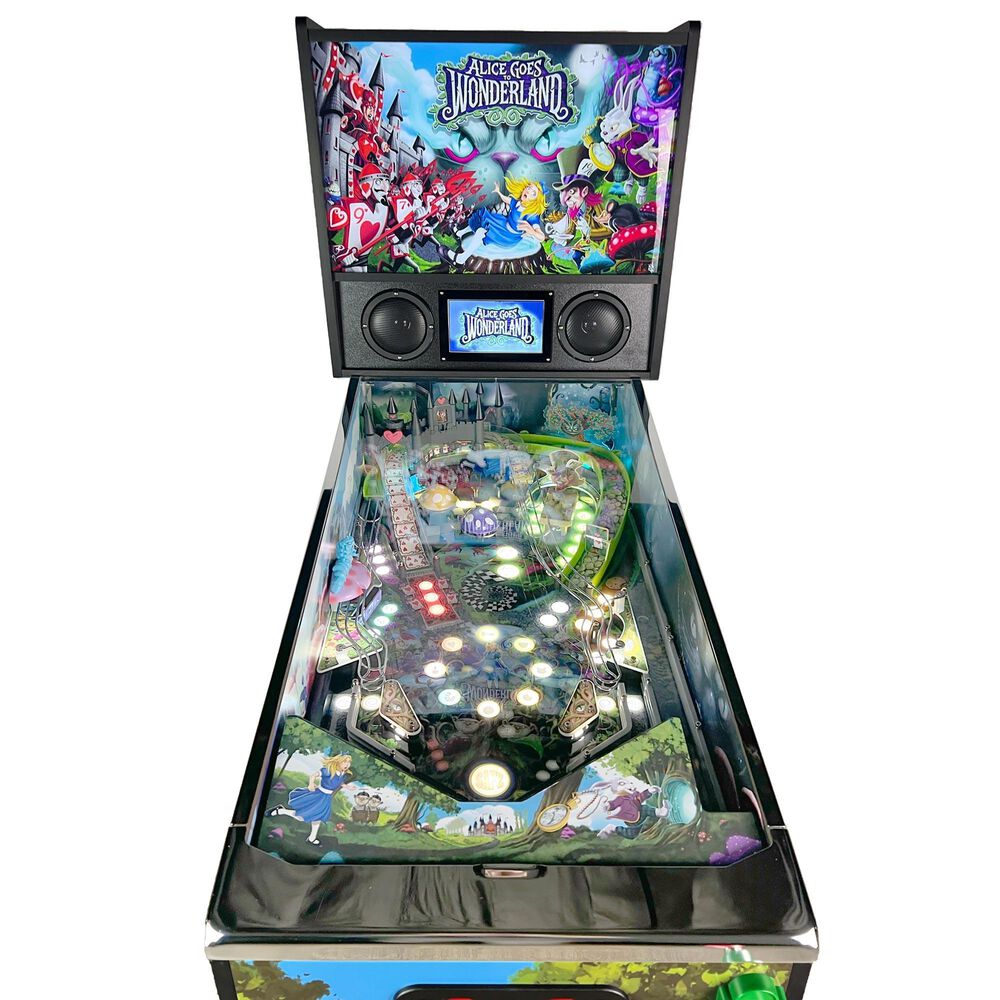 Wonderland Amusements Alice Goes to Wonderland Pinball Machine in Black, , large