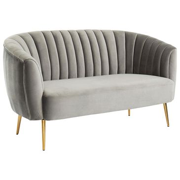 Furniture of America Calitria Loveseat in Gray Velvet, , large