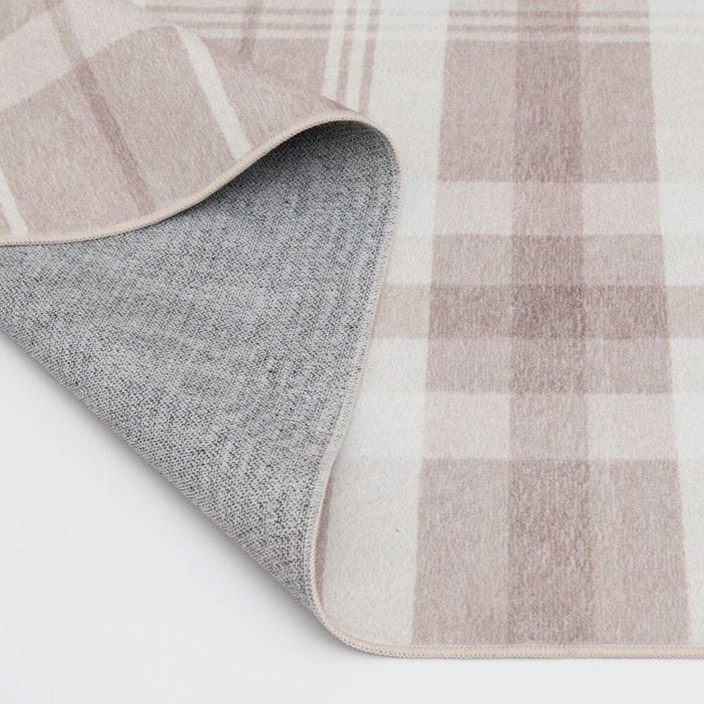 Central Oriental Rugease Velveteen Plaid 7&#39;6&quot; x 9&#39;6&quot; Beige and Ivory Area Rug, , large