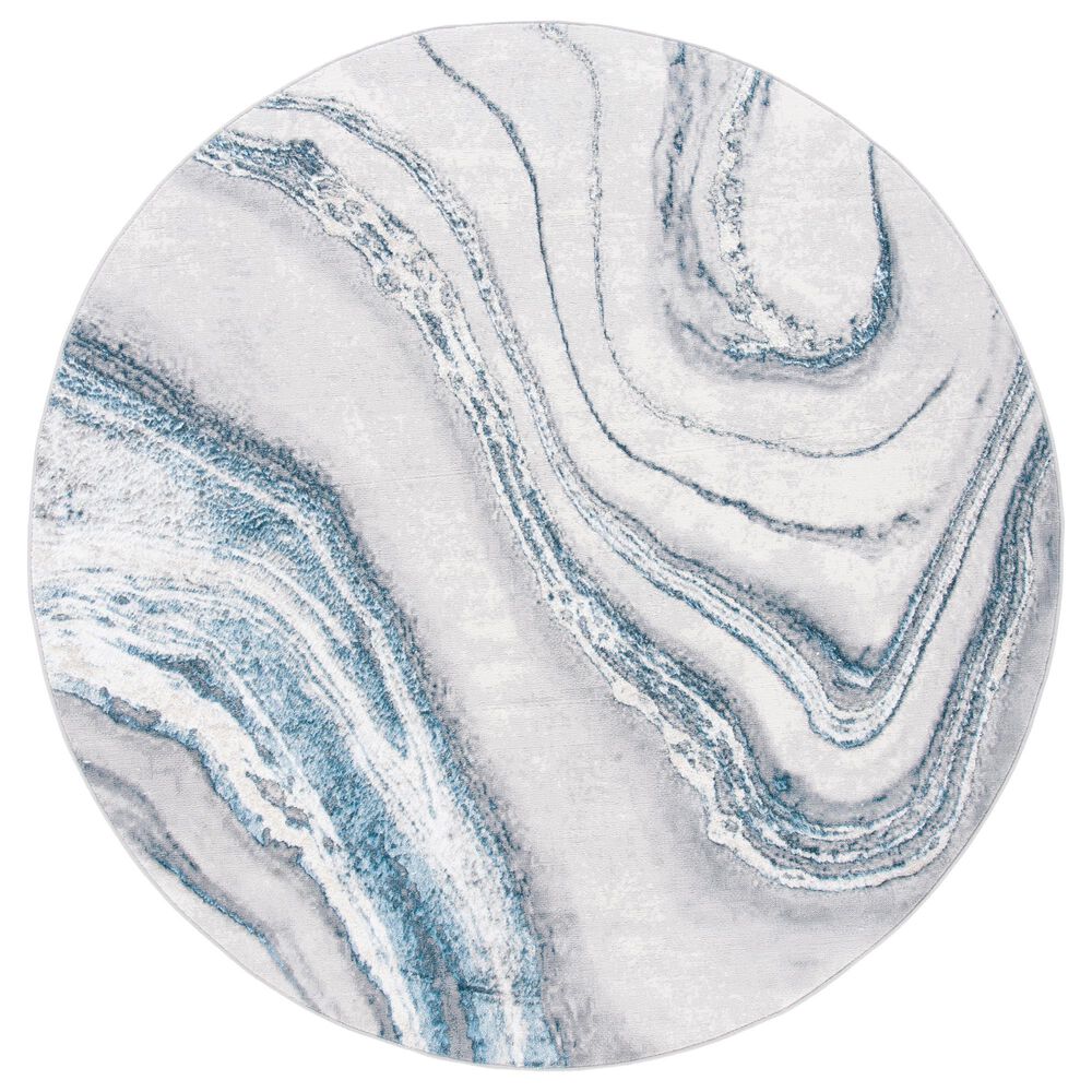 Safavieh Orchard 8" Round Grey and Blue Area Rug, , large