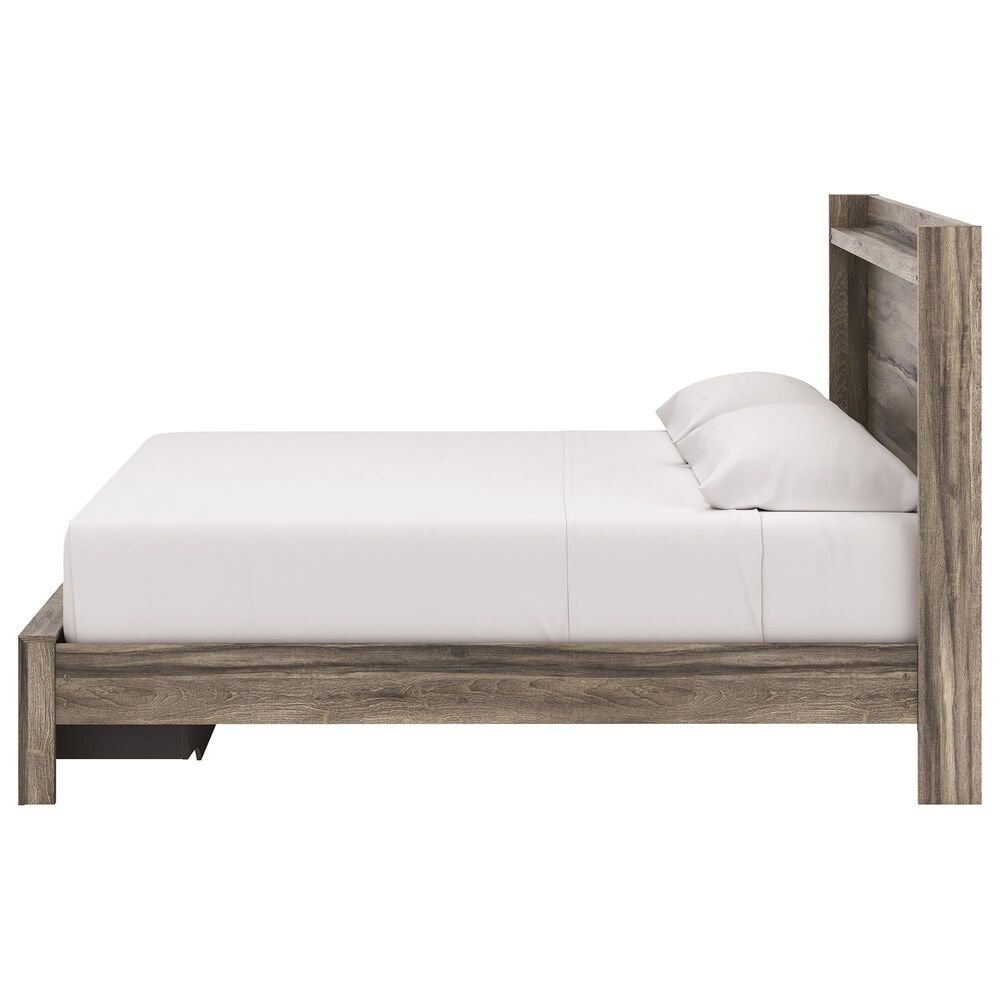 Ashley Elbrim King Bed with Footboard Storage in Weathered Brown, , large