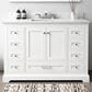 Lexora Home Dukes 48" Single Bathroom Vanity in White with 2 cm White Carrara Marble Top and Rectangular Sink, , large
