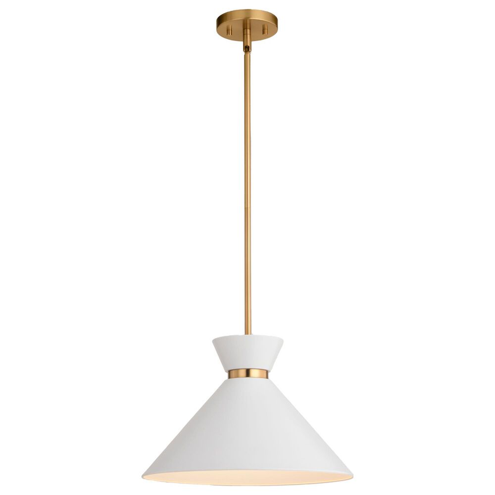 Vaxcel International Co. Ltd. Racine 1-Light Pendant in Matte White and Natural Brass, , large