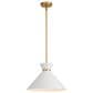 Vaxcel International Co. Ltd. Racine 1-Light Pendant in Matte White and Natural Brass, , large