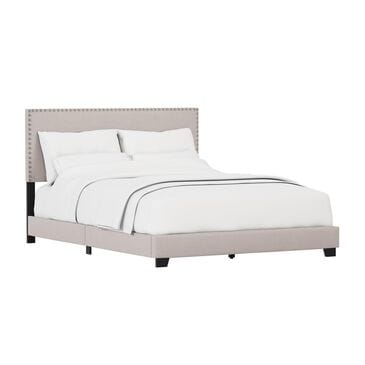 Richlands Furniture Willow Queen Upholstered Panel Bed in Gray Fog with Nailhead Trim, , large