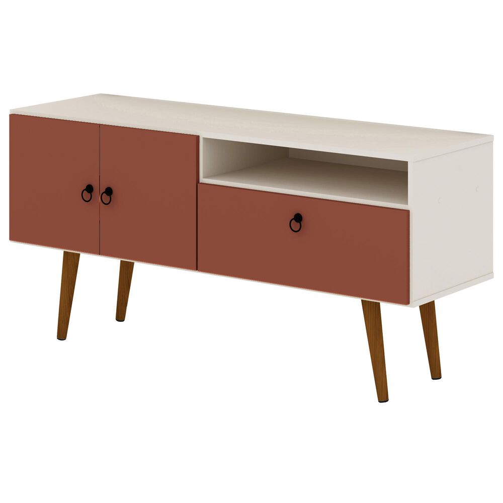Manhattan Tribeca 53.94" TV Stand in Off White and Terra Pink, , large