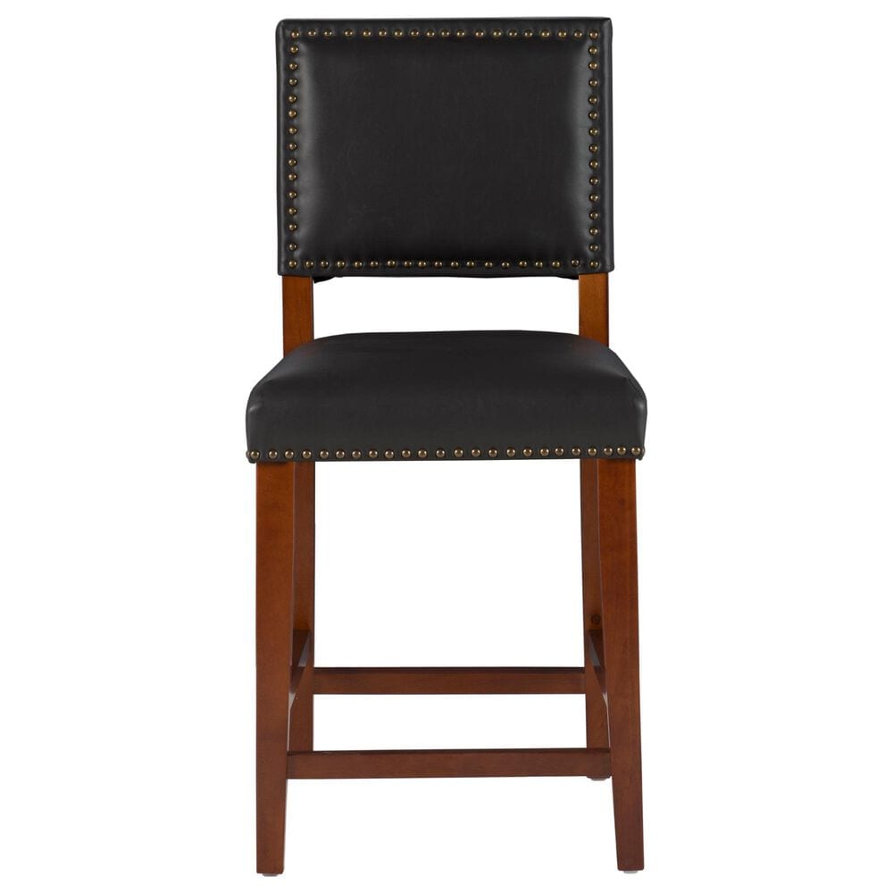 Linden Boulevard Brook Counter Stool with Black Upholstery in Cherry, , large