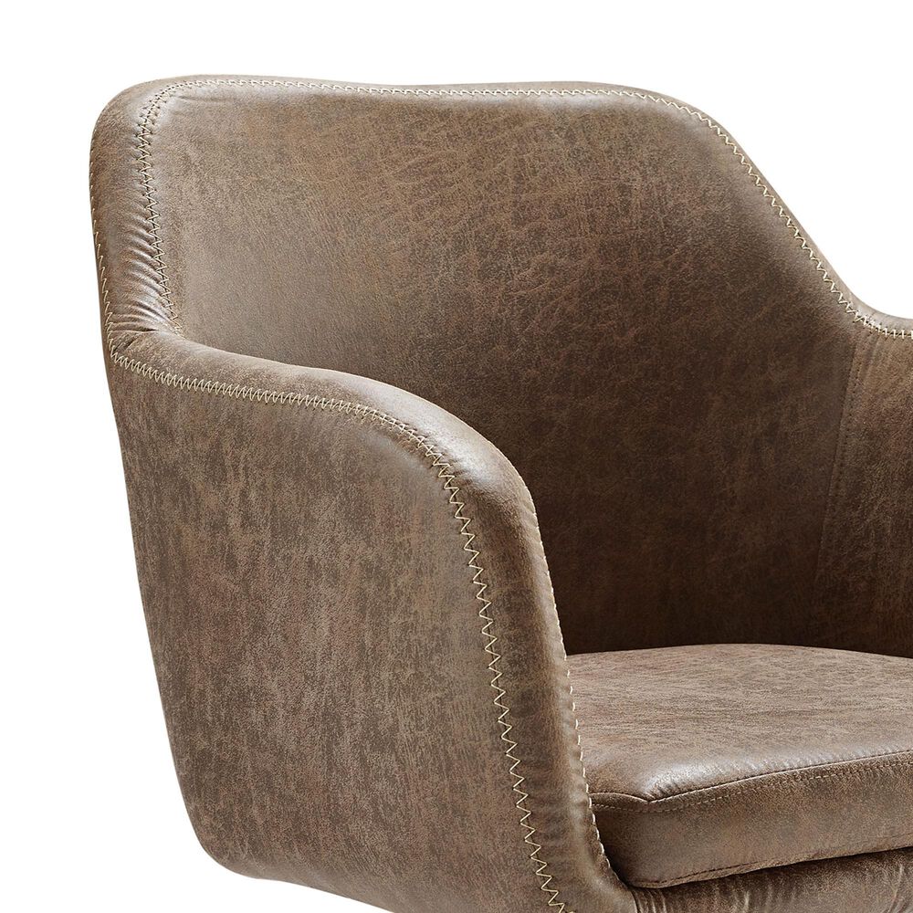 Linon Home Decor Rylen Office Chair with Brown Cushion in Silver, , large