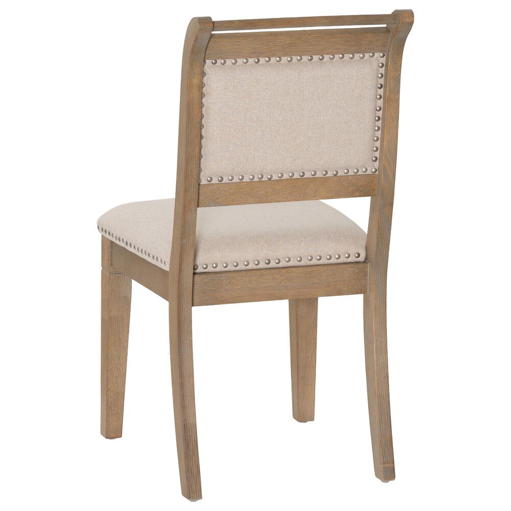 Linon Home Decor Emerson Side Chair with Beige Solid Upholstery in Natural, , large