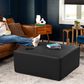 Jaxx Fairlie Faux Leather Ottoman in Black, , large