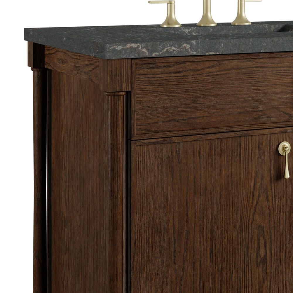 James Martin Kinnsden 36" Single Bathroom Vanity in Sable Oak with 3 cm Parisien Bleu Silestone Top and Rectangular Sink, , large