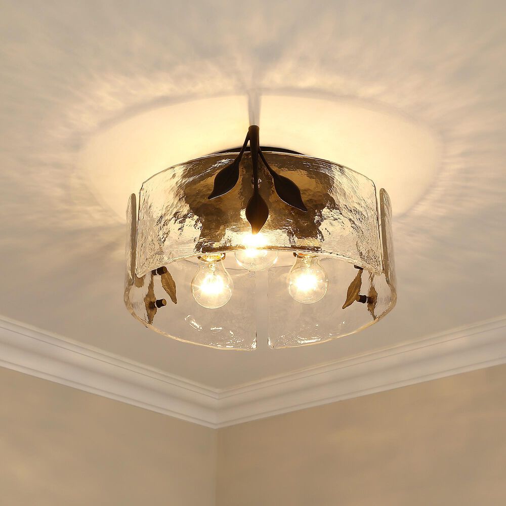 Golden Lighting Calla 3-Light Flush Mount in Natural Black, , large