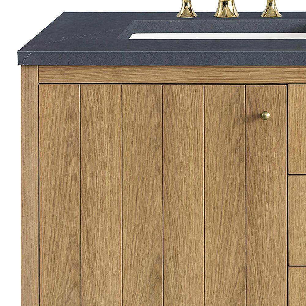 James Martin Vanities Hudson 60&quot; Double Bathroom Vanity in Light Natural Oak with 3 cm Charcoal Soapstone Quartz Top and Rectangular Sinks, , large