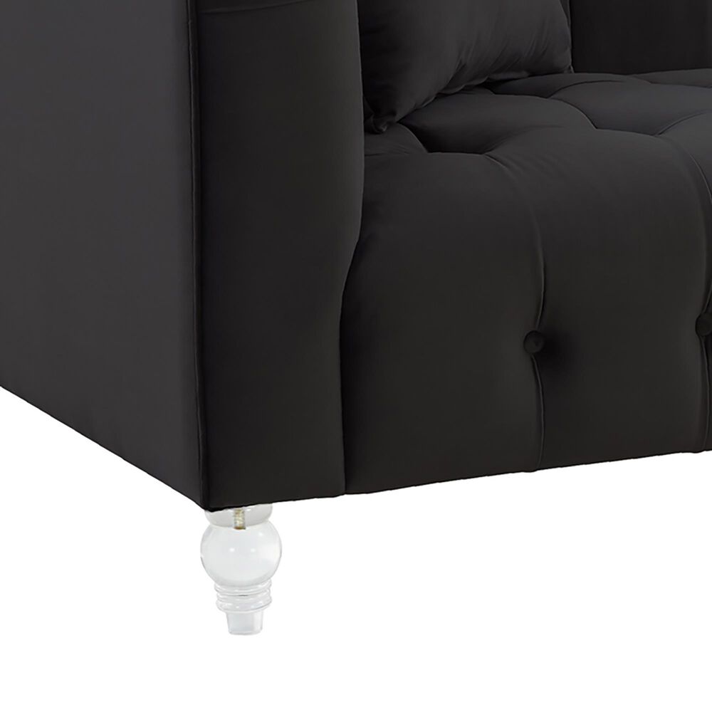 Tov Furniture Bea Stationary Loveseat in Black Velvet, , large