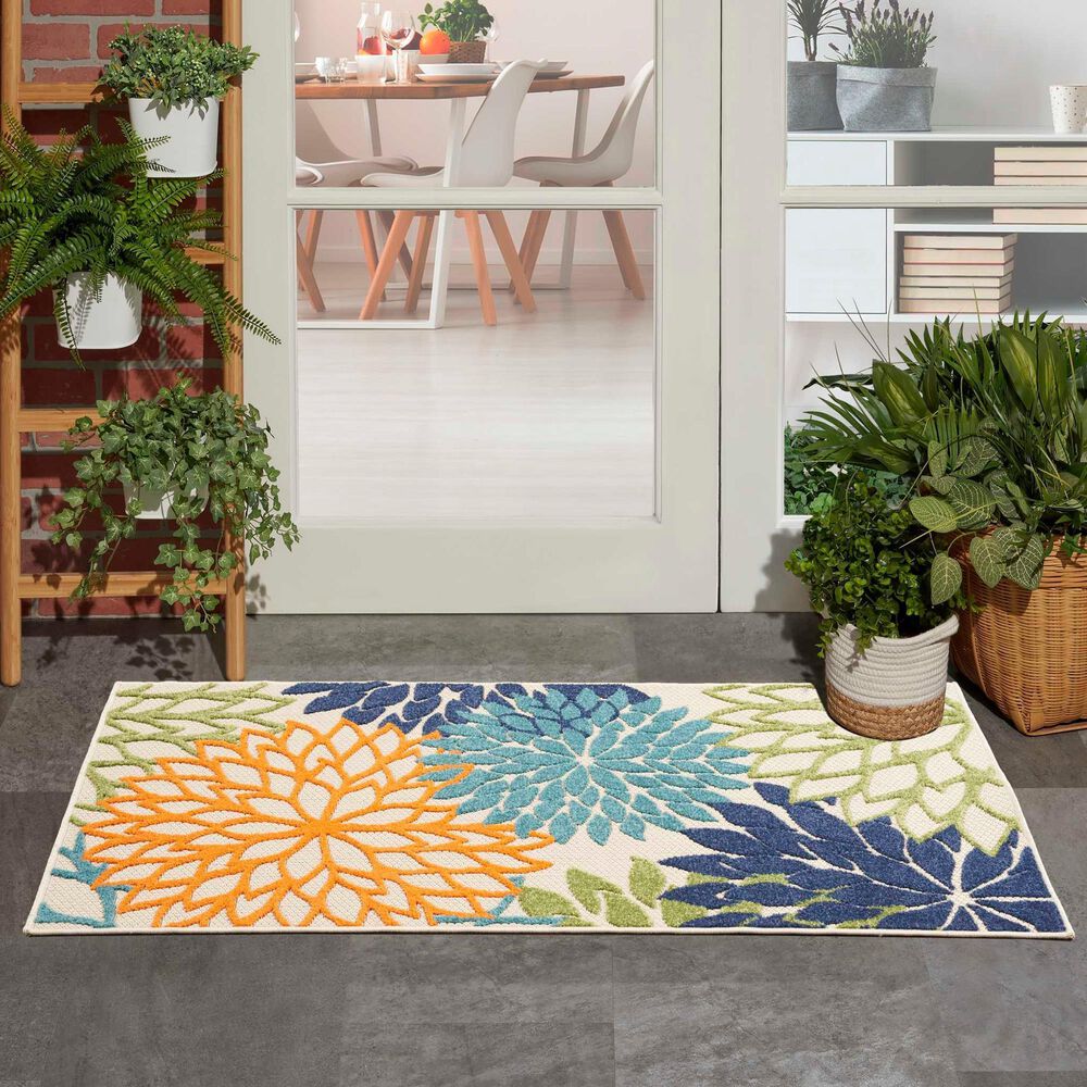 Nourison Aloha ALH05 3&#39; x 5&#39; Multicolor Indoor/Outdoor Area Rug, , large