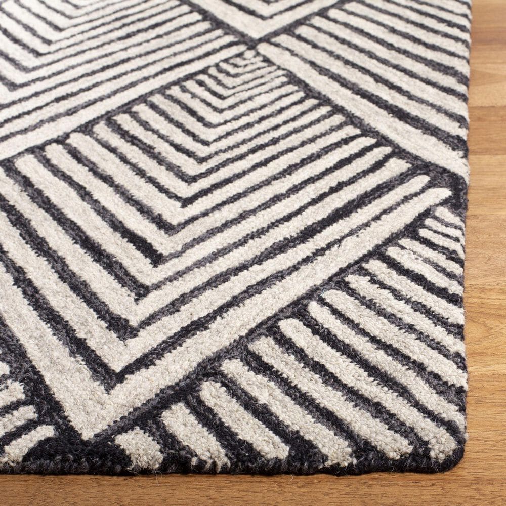 Safavieh Micro-Loop MLP151H 9&#39; x 12&#39; Charcoal and Ivory Area Rug, , large