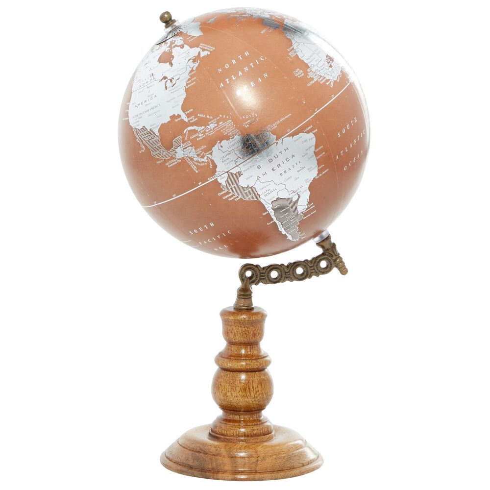 Maple and Jade 8&quot; x 15&quot; Globe in Silver, Copper and Natural Golden Brown, , large