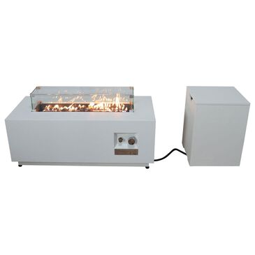 Noble House Patio Rectangle Firepit Table in White, , large