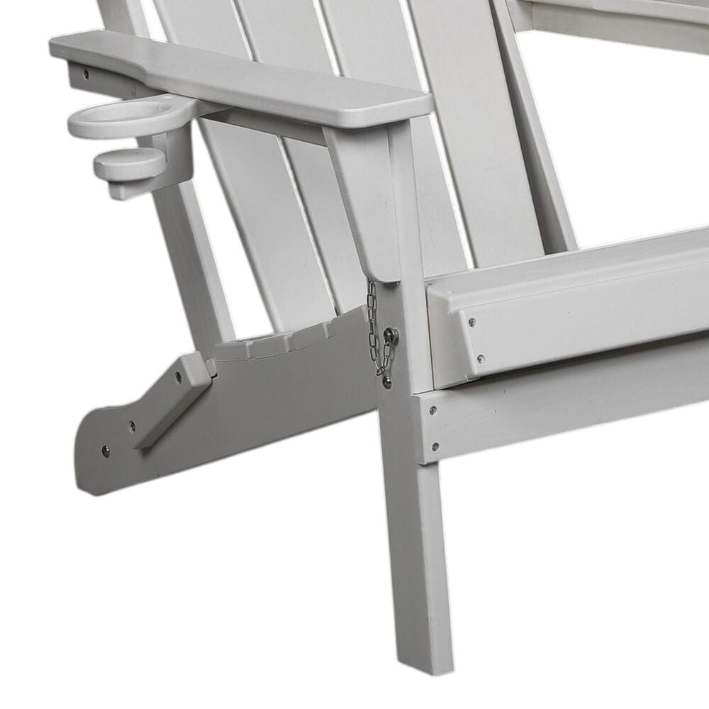 Hearth and Haven 34" Outdoor Folding Adirondack Chair with Cup Holder in White, , large