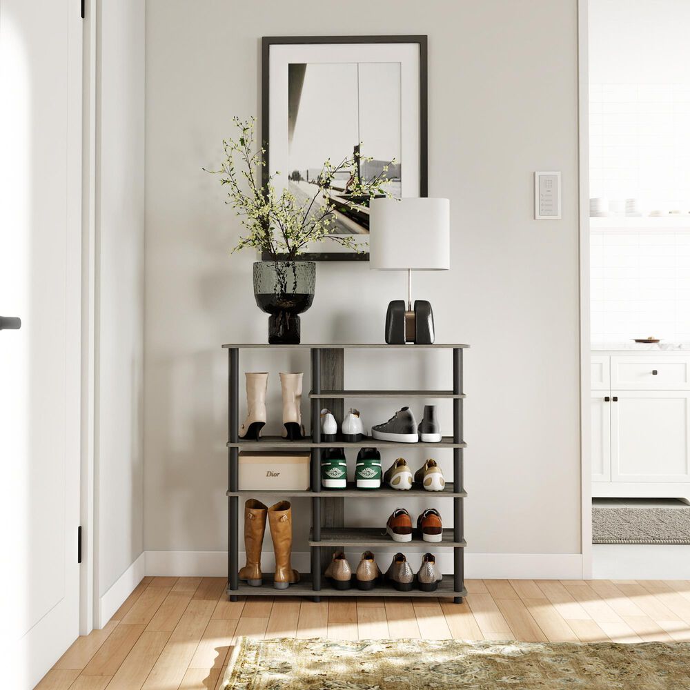 HOMLUX 6-Tier Shoe Rack in French Oak and Black, , large