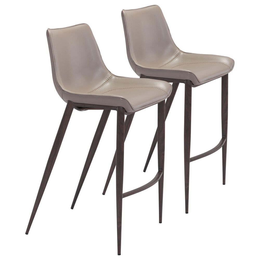 Zuo Modern Magnus Bar Stool in Gray (Set of 2), , large