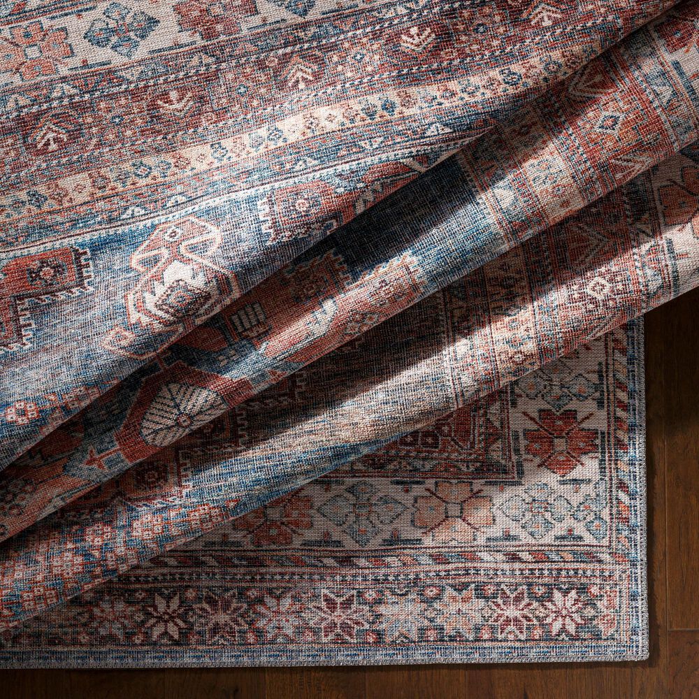 Surya Colin 7&#39;10&quot; x 10&#39;2&quot; Blue, Dusty Coral, Brick Red, Dark Brown and Cream Area Rug, , large