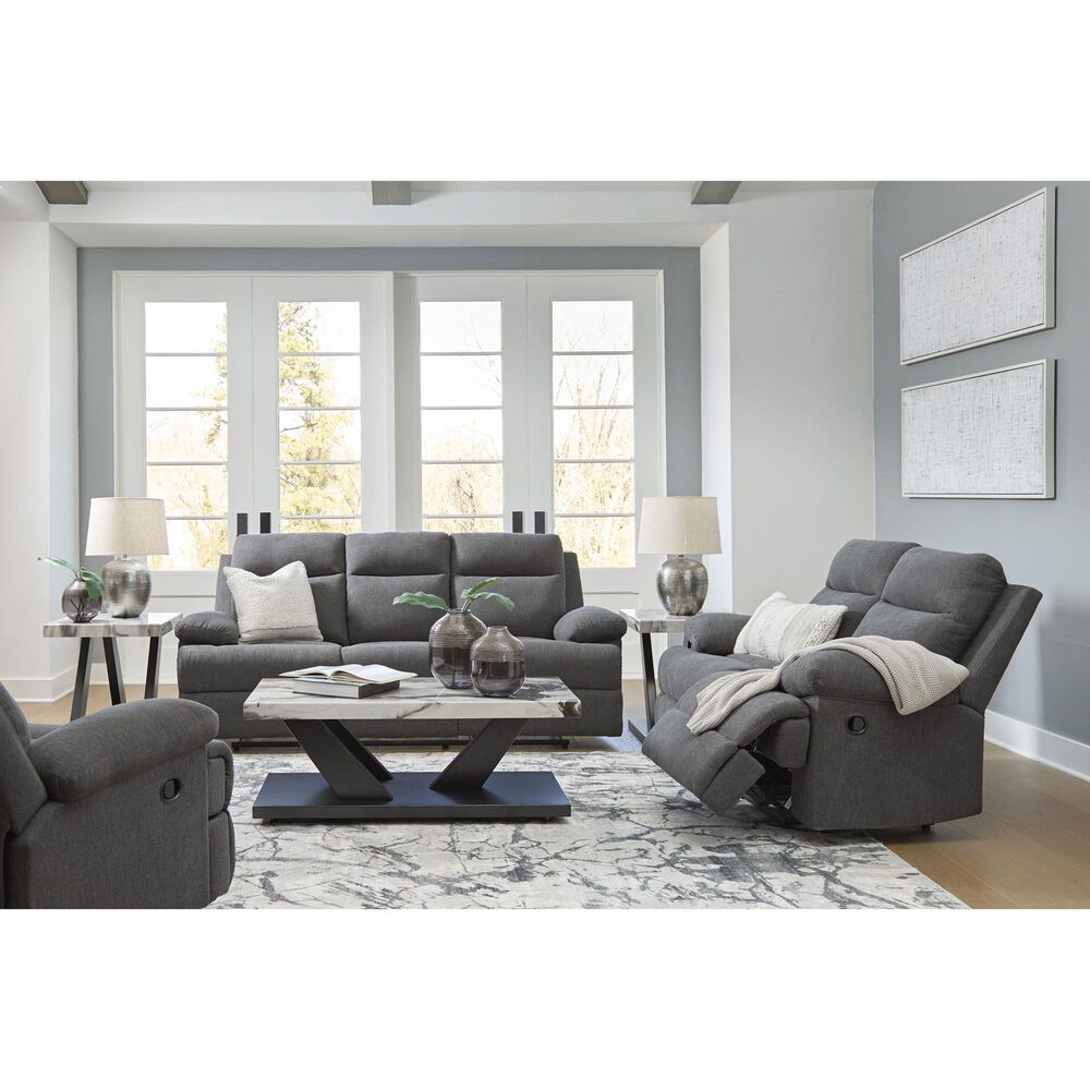 Ashley Side-Swipe Manual Reclining Sofa in Charcoal, , large
