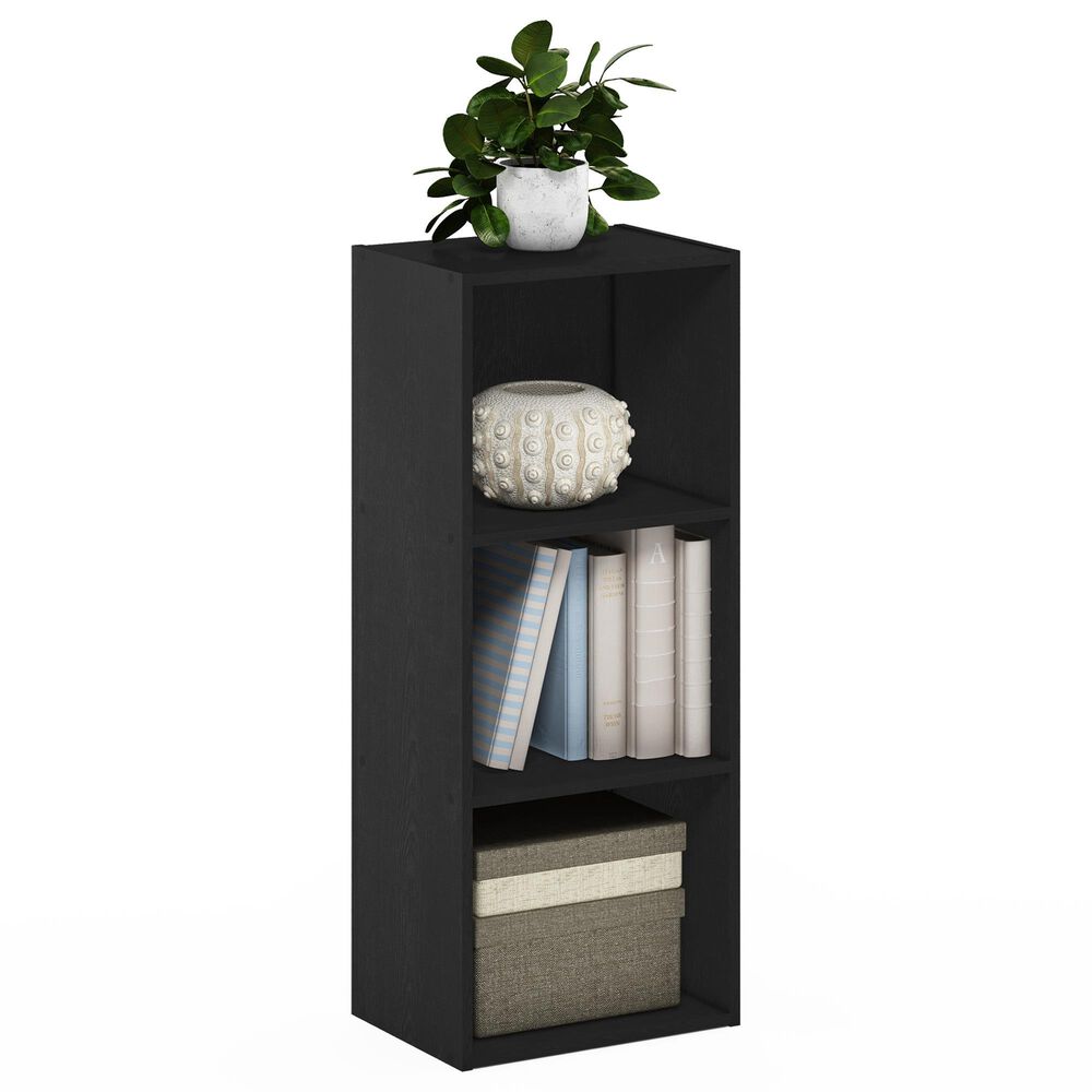 HOMLUX 3-Tier Bookcase with Decorative Open Shelves in Blackwood, , large