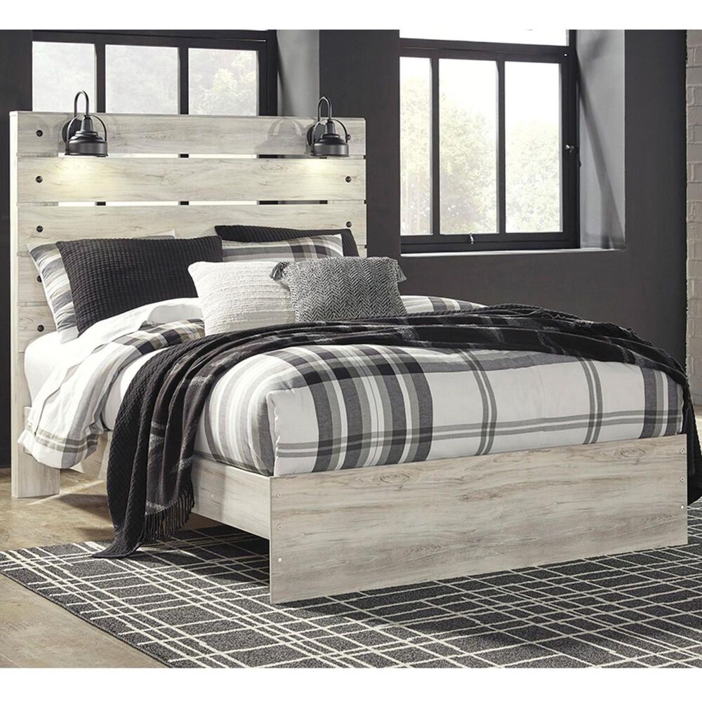 Ashley Cambeck Queen Panel Bed in Whitewash with Lighting, , large