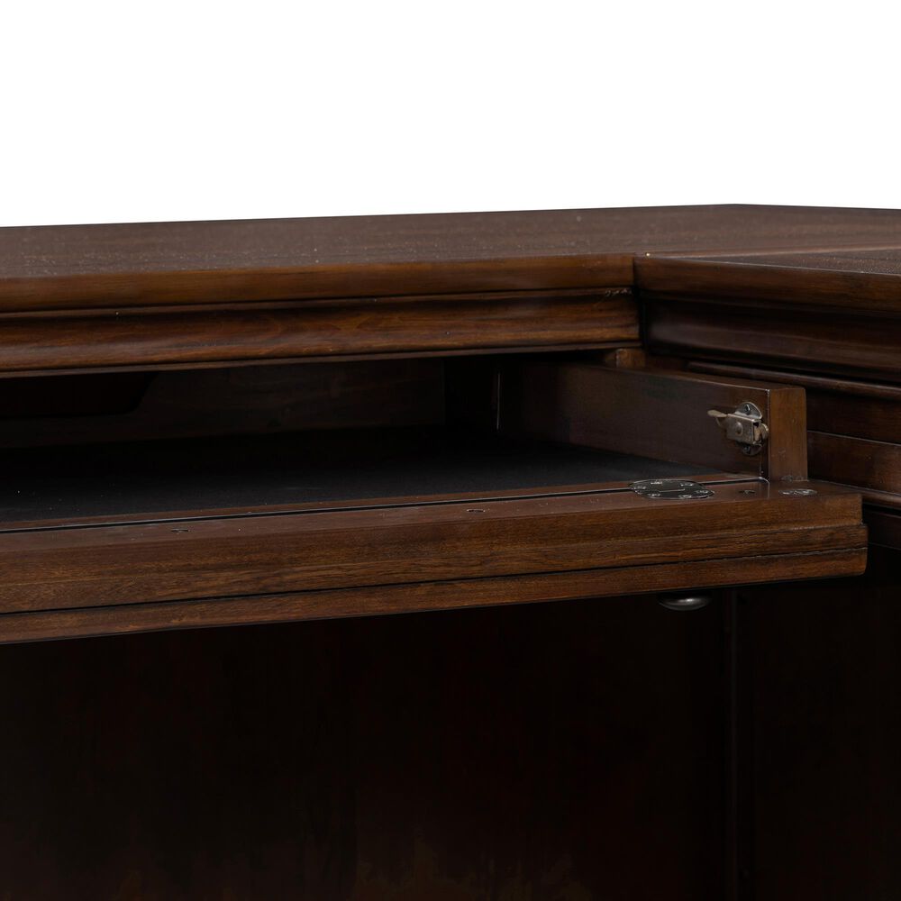 Riva Ridge Arlington 3-Piece L-Shaped Desk and Display Cabinet Set in Classic Brown, , large