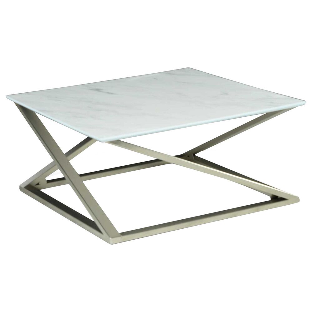 Crystal City Zurich Cocktail Table in White and Pewter, , large